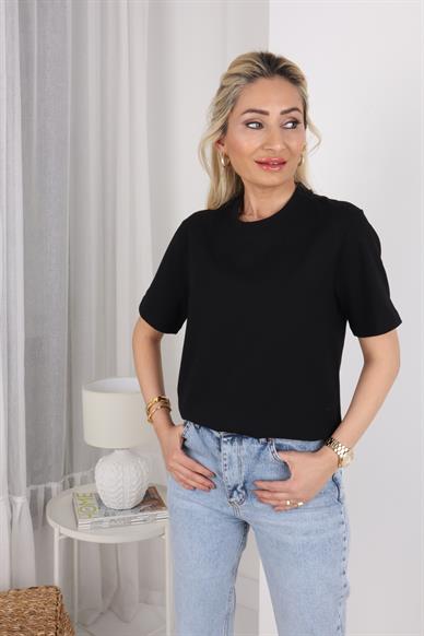 Bisiklet Yaka Basic Siyah Kısa Tshirt
