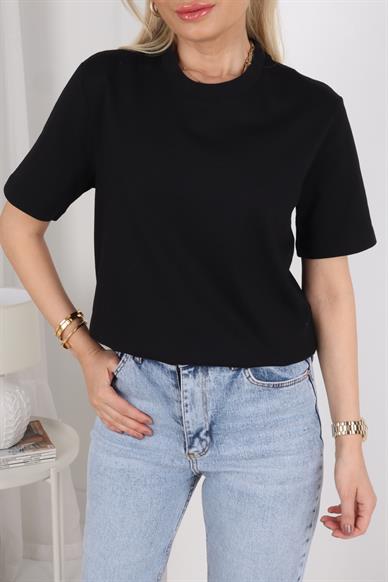 Bisiklet Yaka Basic Siyah Kısa Tshirt