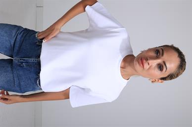Bisiklet Yaka Beyaz Basic Tshirt