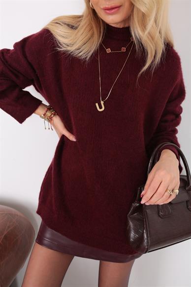 Bisiklet Yaka Bordo Basic Kazak