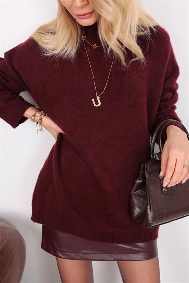 Bisiklet Yaka Bordo Basic Kazak