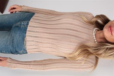 Bisiklet Yaka Camel Transparan Triko Kazak