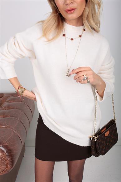 Bisiklet Yaka Ekru Basic Kazak