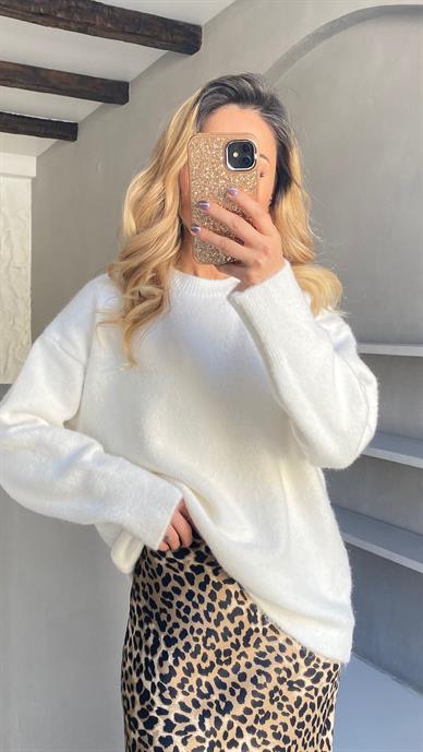 Bisiklet Yaka Ekru Kazak