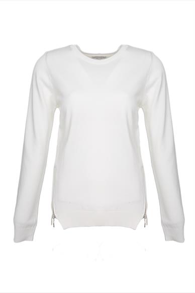 Bisiklet Yaka Fermuar Detay Mevsimlik Triko Kazak