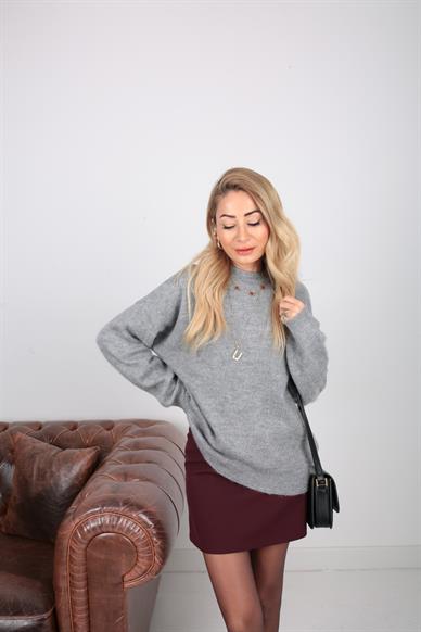 Bisiklet Yaka Gri Basic Kazak