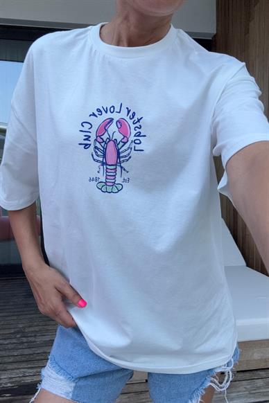 Bisiklet Yaka Istakoz Baskılı Tshirt