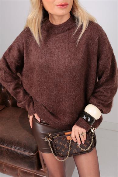 Bisiklet Yaka Kahve Basic Kazak