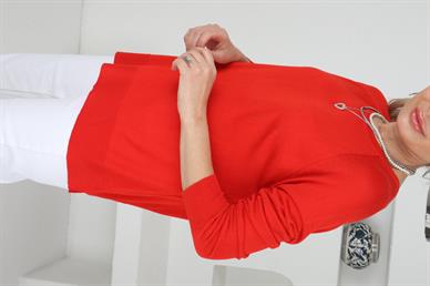 Bisiklet Yaka Kırmızı Mevsimlik Triko