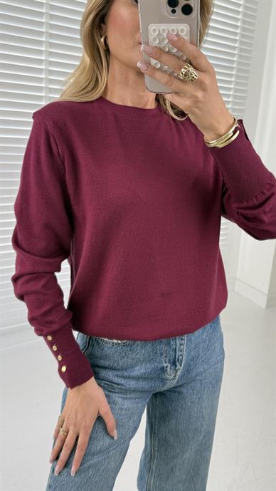 Bisiklet Yaka Kolu Droplu Bordo Kazak