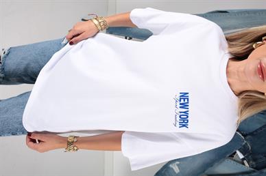 Bisiklet Yaka Ön Arka Yazı Baskılı Tshirt