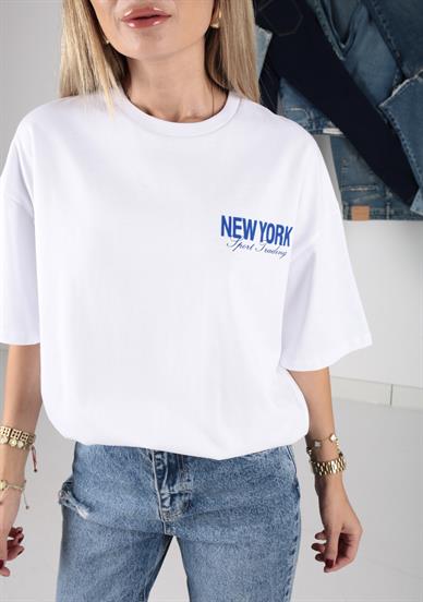 Bisiklet Yaka Ön Arka Yazı Baskılı Tshirt