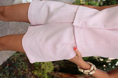 Bisiklet Yaka Pembe Yelek Şort Takım