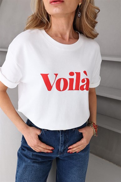 Bisiklet Yaka Voıla Baskılı Tshirt