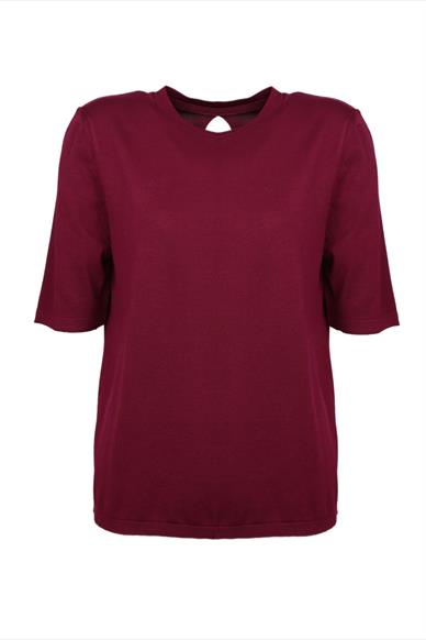 Bisiklet Yaka Yarım Kol Bordo Triko