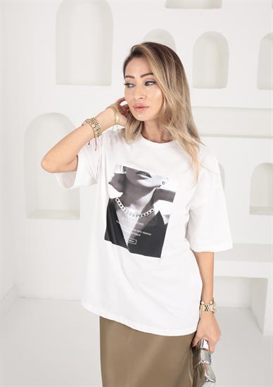 Bisiklet Yaka Zincir Detay Tshirt