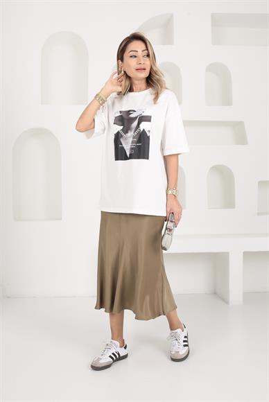 Bisiklet Yaka Zincir Detay Tshirt