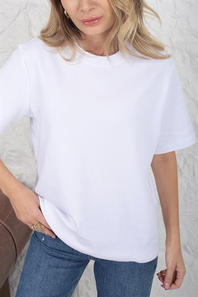 Bisikley Yaka Beyaz Basic Tshirt