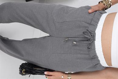 Bokser Detay Gri Palazzo Pantolon