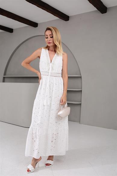 Boncuk İşli Güpür İthal Elbise