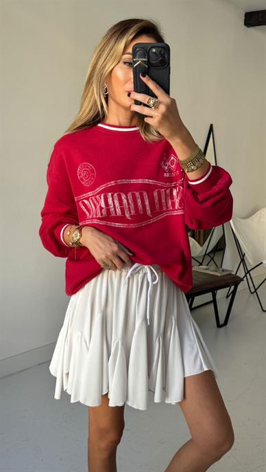 Bordo Baskılı Sweatshirt