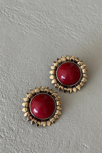 Bordo Detay Gold Günebakan Küpe