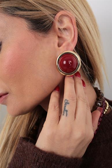 Bordo Gold Detay Küpe