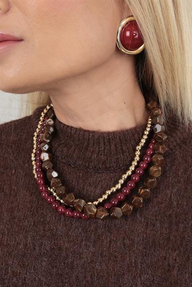 Bordo Gold Detay Küpe