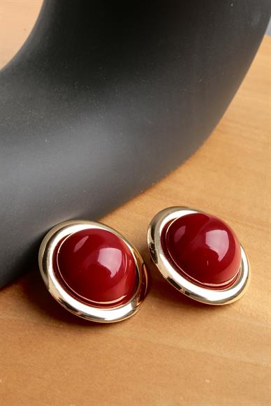 Bordo Gold Detay Küpe