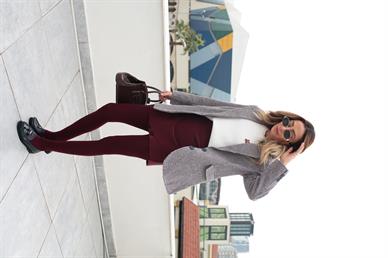 Bordo Kazayağı Desenli Blazer Ceket