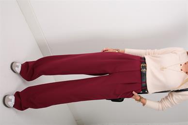 Bordo Kopçalı Palazzo Pantolon