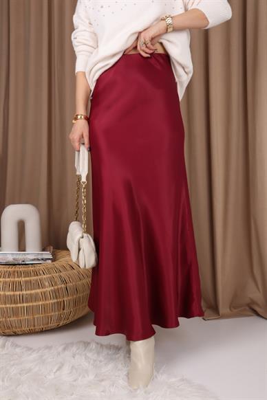 Bordo Maxi Boy Saten Etek