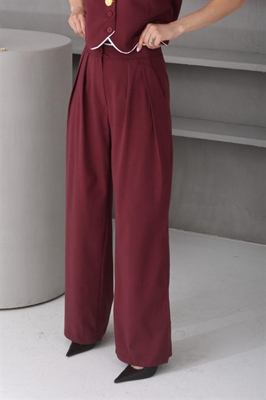 Bordo Yelek Pantolon Takım