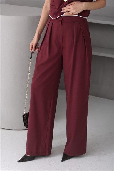 Bordo Yelek Pantolon Takım