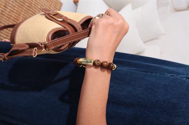 Boru Boncuklu Kahve Lastikli Bilezik