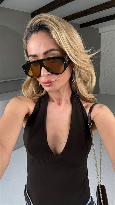 Boyundan Geçmeli Kahve Penye Bluz