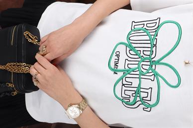 Bubbles Nakışlı Beyaz Basic Tshirt
