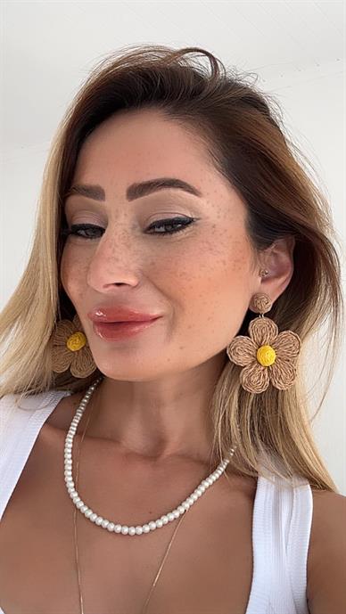 Büyük Camel Papatya Küpe