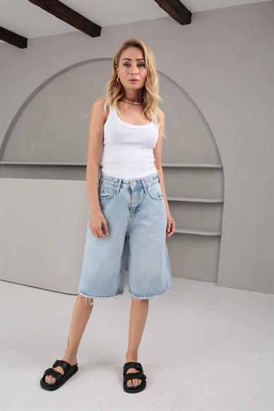 Buz Mavi Şehir Boy Denim Şort (1883-2)