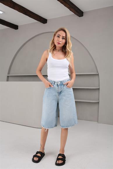 Buz Mavi Şehir Boy Denim Şort (1883-2)