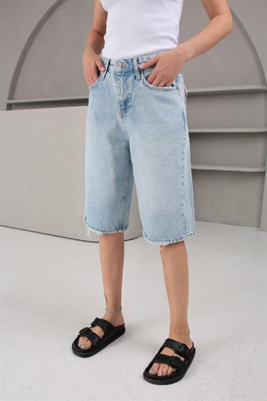 Buz Mavi Şehir Boy Denim Şort (1883-2)