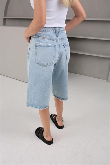 Buz Mavi Şehir Boy Denim Şort (1883-2)