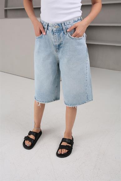 Buz Mavi Şehir Boy Denim Şort (1883-2)