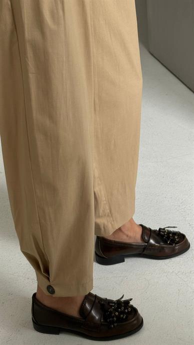 Camel Gabardin Kemerli Pantolon
