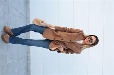 Camel Uzun Buklet Ceket