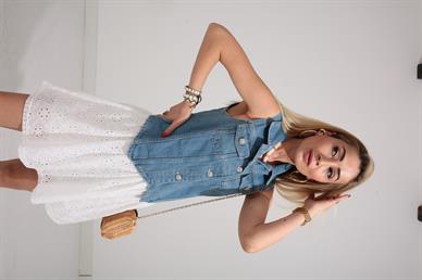 Cep Detay Açık Mavi Denim Yelek