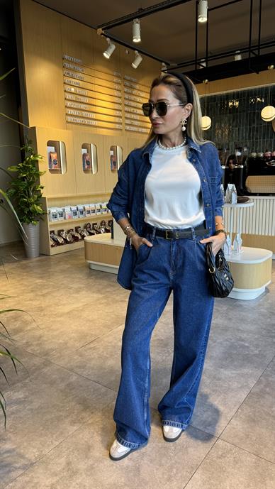 Cep Detay Jean Gömlek