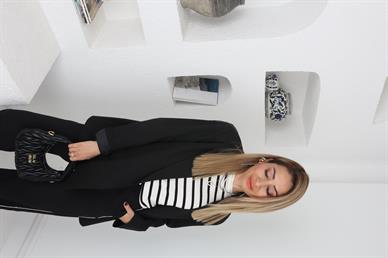 Çift Cepli Çapraz Tek Düğme Siyah Ceket