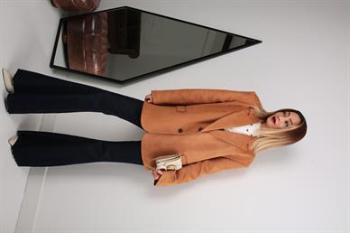 Çift Düğmeli Taba Oversize Nubuk Ceket