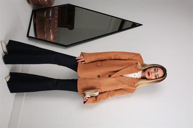 Çift Düğmeli Taba Oversize Nubuk Ceket